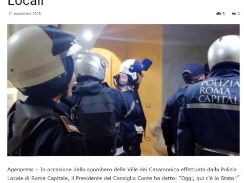 CASAMONICA: LO STATO C’ERA ? NON DIMENTICHI LA POLIZIA LOCALE
